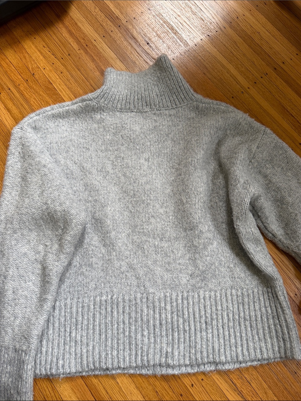 Light Gray Women's Half-Zip Sweater - Picture 4 of 4